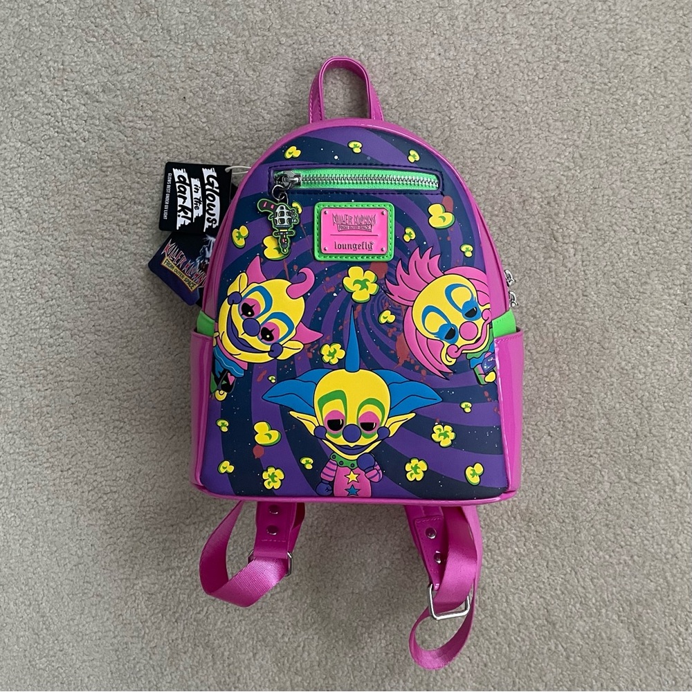 Loungefly Killer Klowns From Outer Space Neon Glow In The Dark Mini Backpack